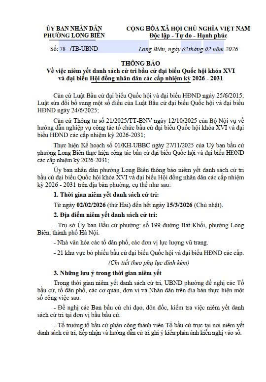 Long Biên: Niêm yết công khai danh sách cử tri kịp thời, chính xác, đúng quy định- Ảnh 1.
