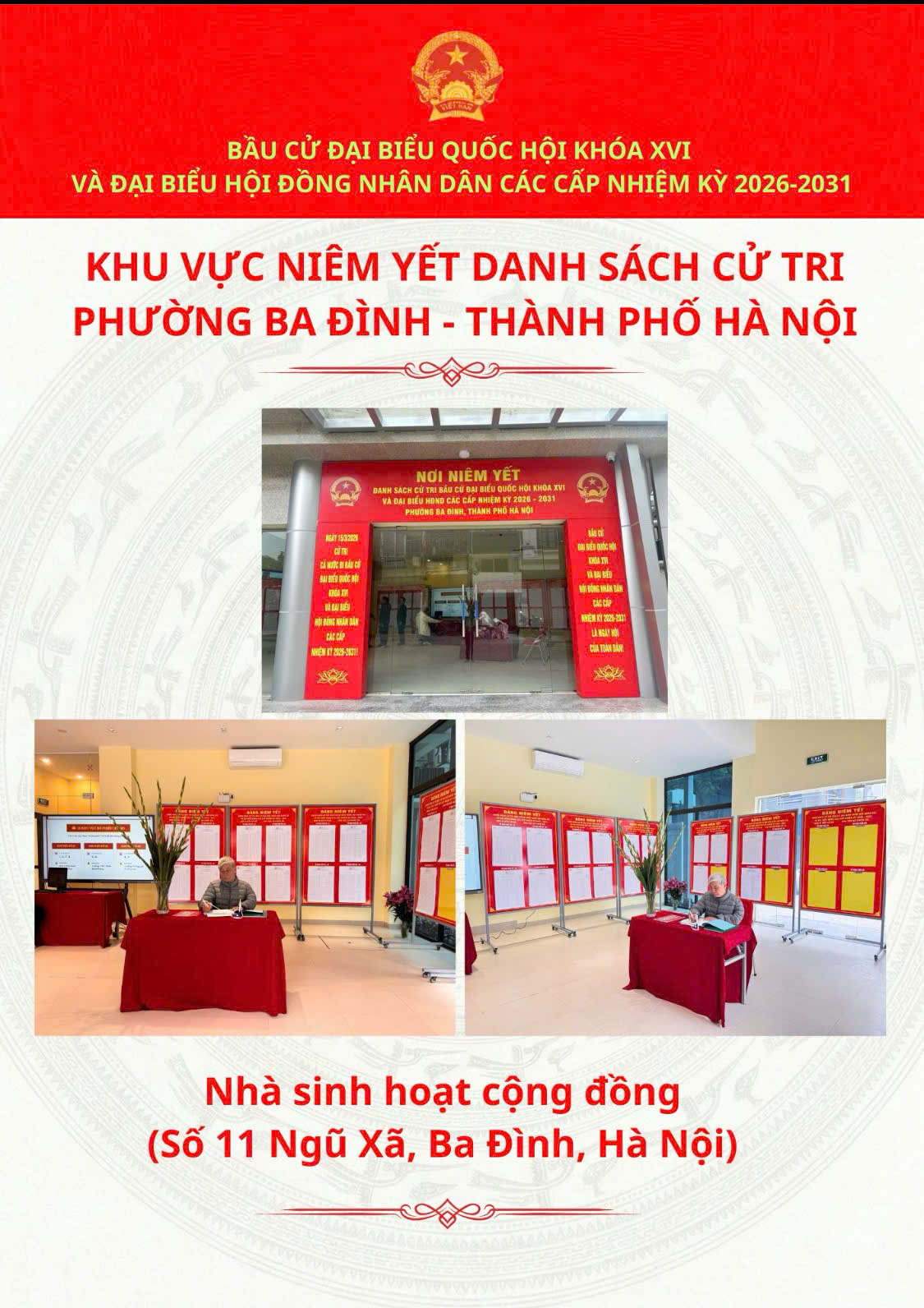THÔNG BÁO CÁC KHU VỰC BỎ PHIẾU VÀ NIÊM YẾT DANH SÁCH CỬ TRI- Ảnh 1.