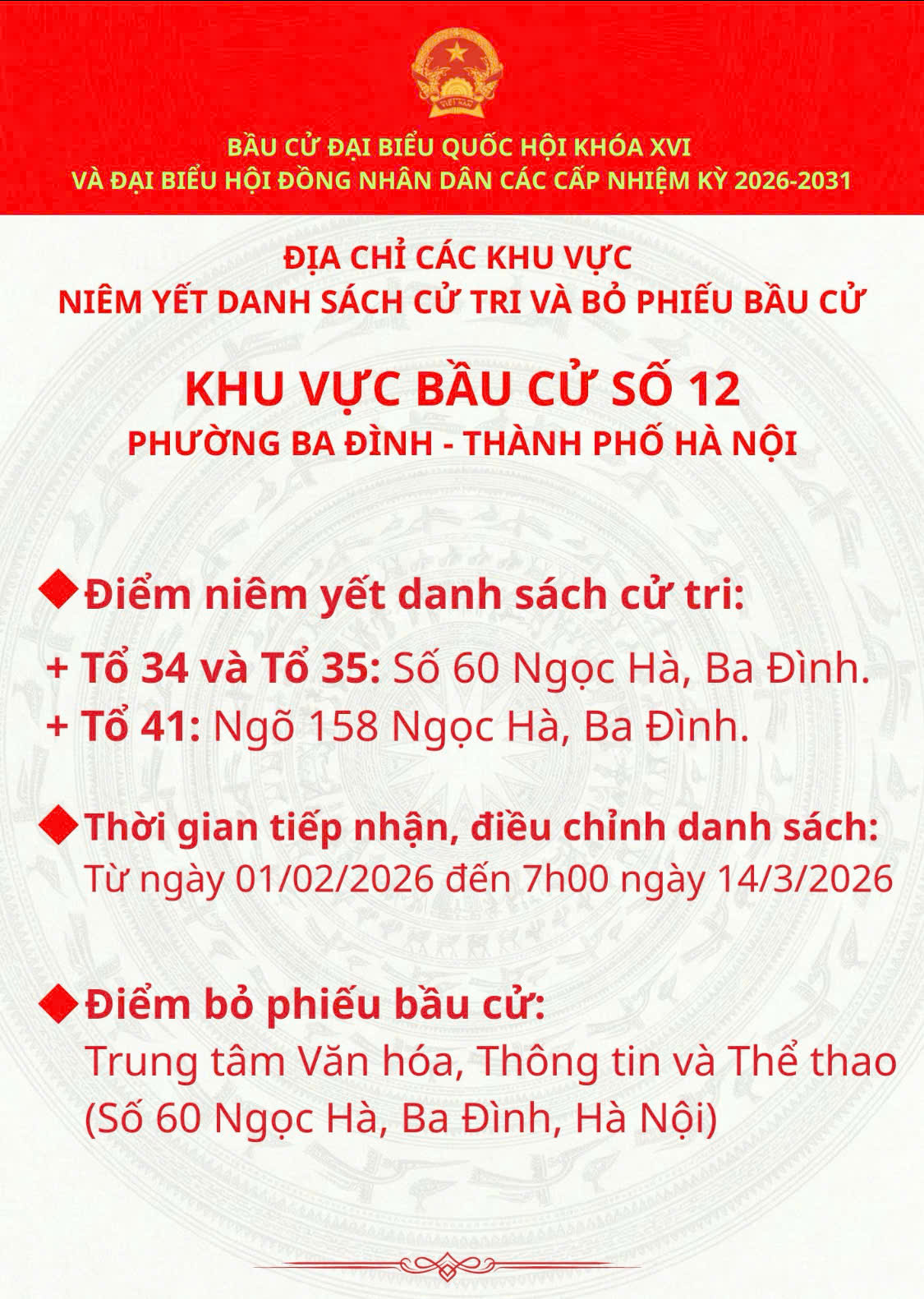THÔNG BÁO CÁC KHU VỰC BỎ PHIẾU VÀ NIÊM YẾT DANH SÁCH CỬ TRI- Ảnh 13.