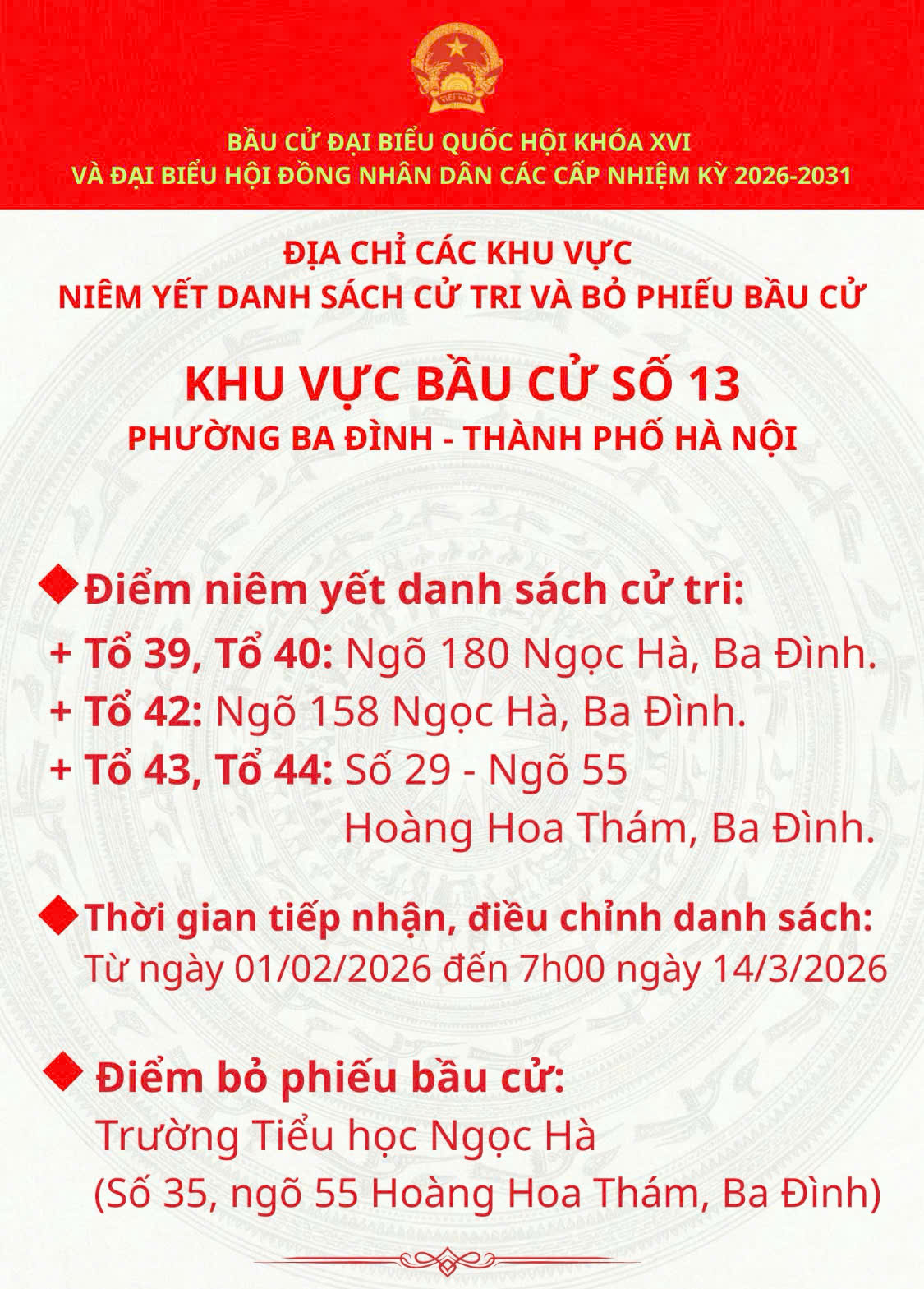 THÔNG BÁO CÁC KHU VỰC BỎ PHIẾU VÀ NIÊM YẾT DANH SÁCH CỬ TRI- Ảnh 14.