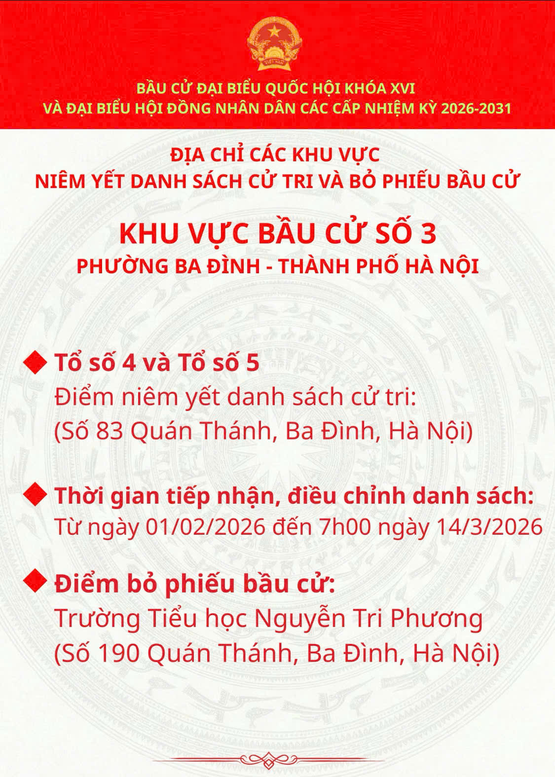 THÔNG BÁO CÁC KHU VỰC BỎ PHIẾU VÀ NIÊM YẾT DANH SÁCH CỬ TRI- Ảnh 4.