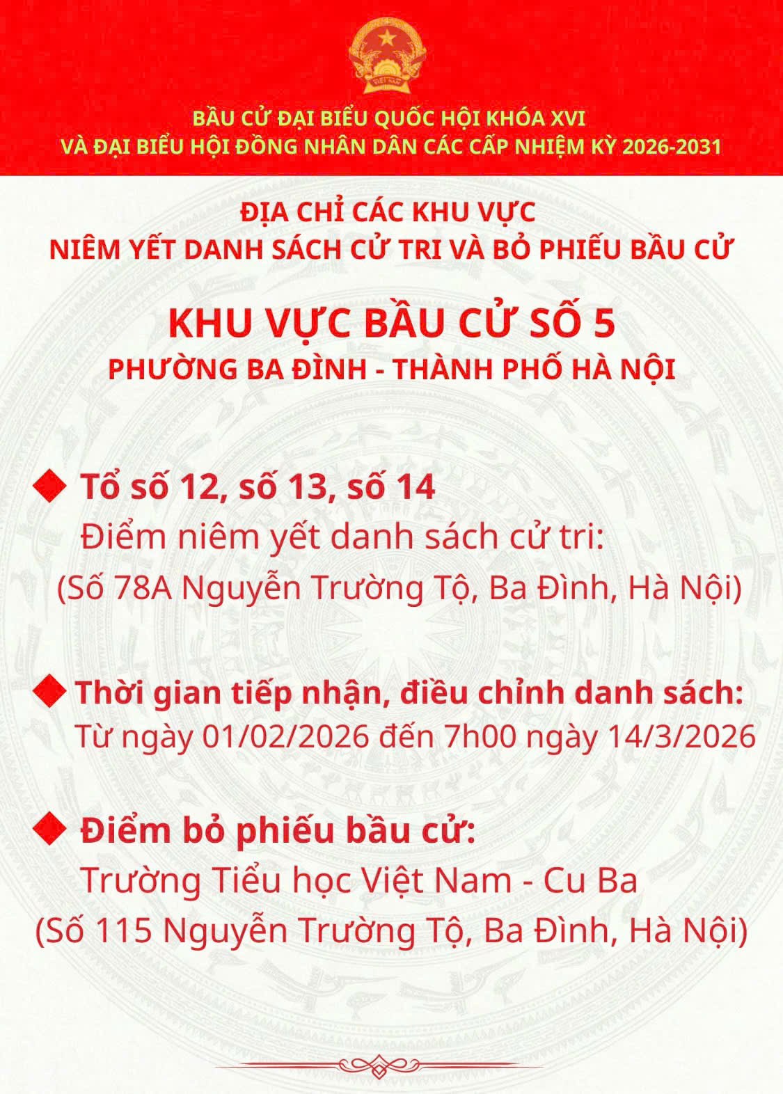 THÔNG BÁO CÁC KHU VỰC BỎ PHIẾU VÀ NIÊM YẾT DANH SÁCH CỬ TRI- Ảnh 6.