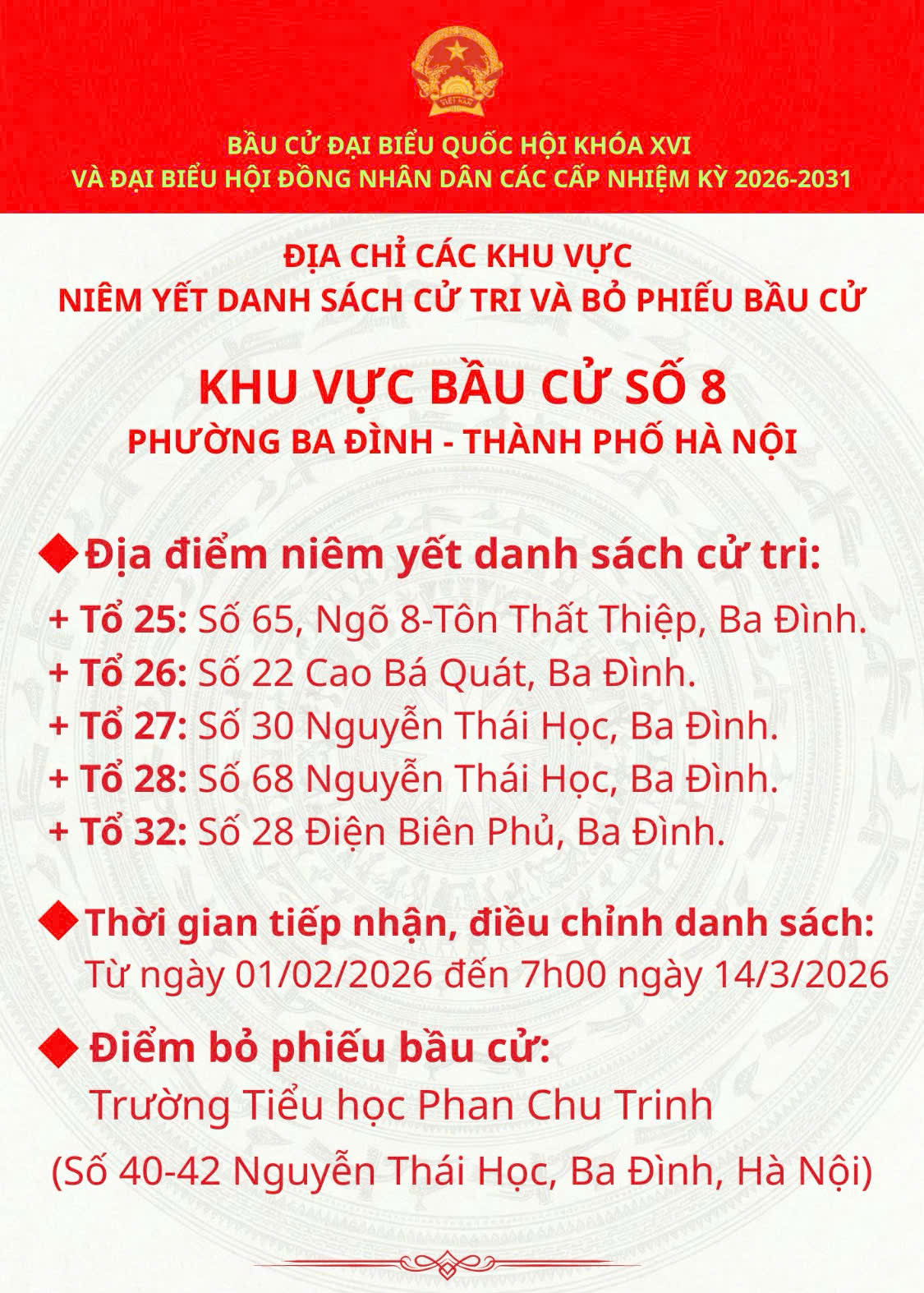 THÔNG BÁO CÁC KHU VỰC BỎ PHIẾU VÀ NIÊM YẾT DANH SÁCH CỬ TRI- Ảnh 9.