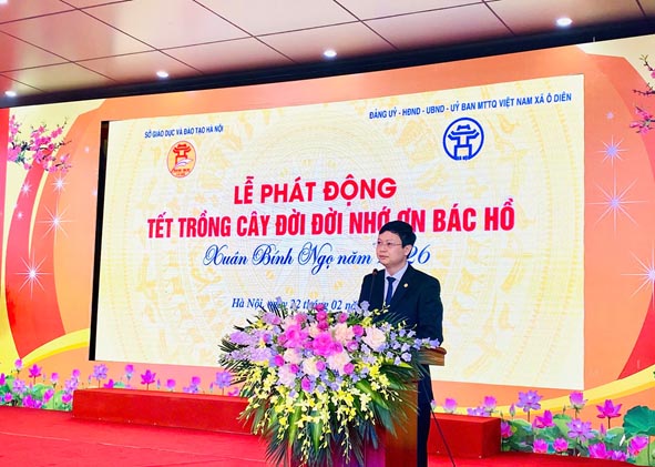 Lễ phát động “Tết trồng cây đời đời nhớ ơn Bác Hồ xuân Bính Ngọ năm 2026” tại xã Ô Diên- Ảnh 1.