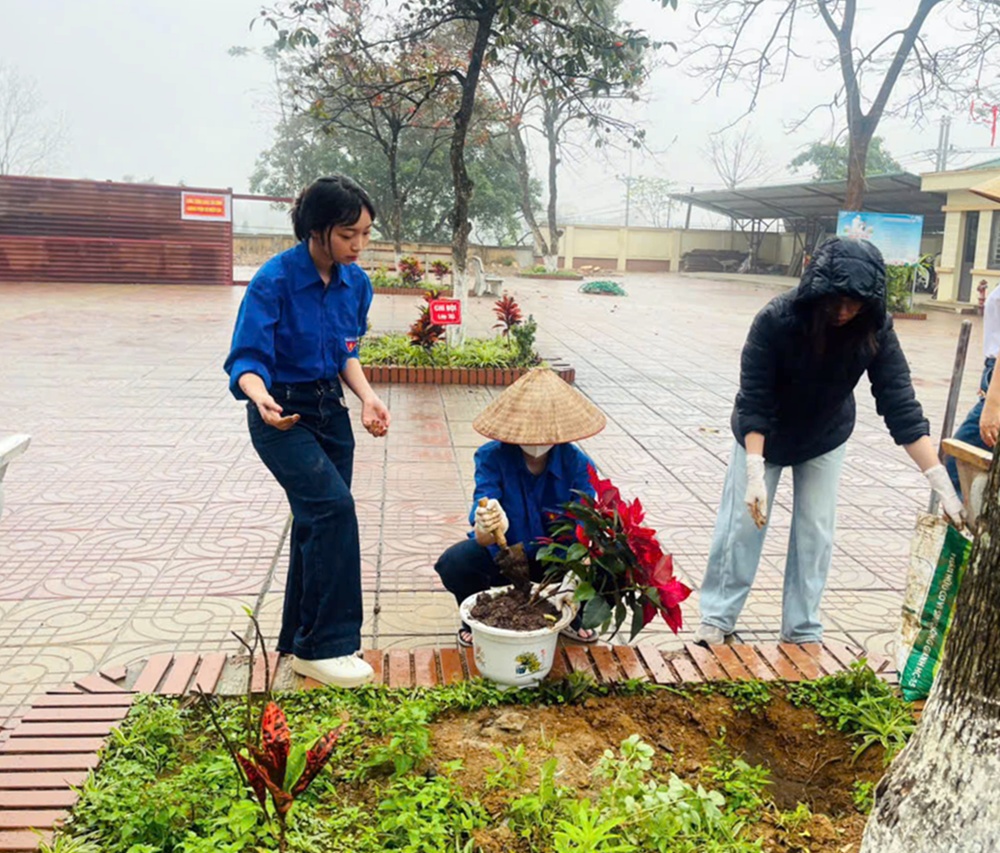 Thầy và trò Trường Trung học cơ sở Xuân Mai B tổ chức hoạt động trồng cây đầu xuân nhằm hưởng ứng phong trào&nbsp;“Tết trồng cây đời đời nhớ ơn Bác Hồ”- Ảnh 1.