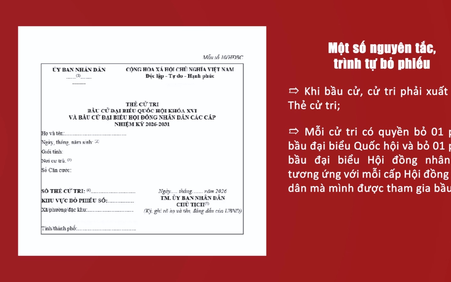 Một số quy định nguyên tắc, trình tự bỏ phiếu bầu cử