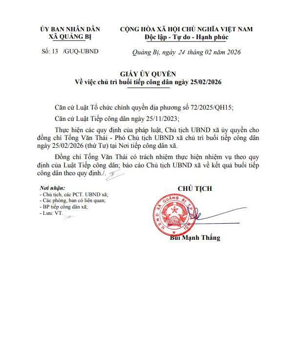 Lịch tiếp công dân của Lãnh đạo UBND xã ngày 25/02/2026- Ảnh 2.