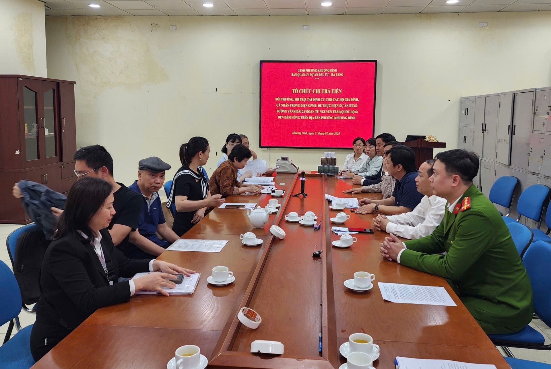 Khương Đình: Chi trả tiền bồi thường giải phóng mặt bằng đường Vành đai 2,5- Ảnh 1.