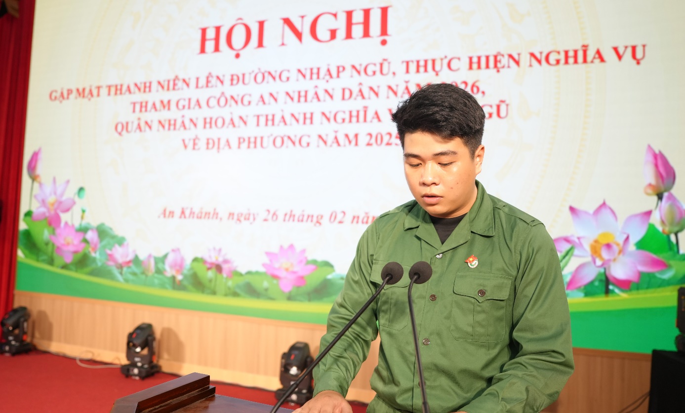 An Khánh gặp mặt&nbsp;thanh niên lên&nbsp;đường nhập ngũ thực hiện nghĩa vụ&nbsp;quân sự,&nbsp;tham gia công an nhân dân năm 2026; gặp mặt&nbsp;quân nhân xuất ngũ về&nbsp;địa phương năm 2025- Ảnh 8.