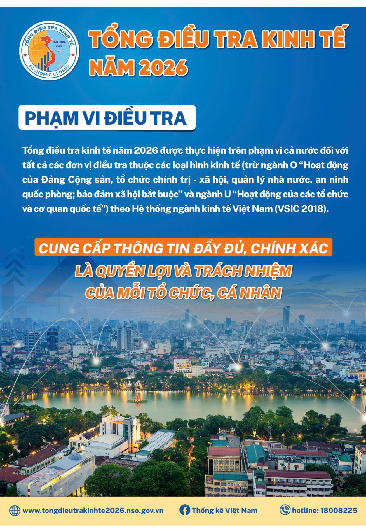 Cuộc Tổng điều tra kinh tế năm 2026 là nhiệm vụ chính trị trọng tâm, có quy mô toàn quốc, nhằm thu thập thông tin để đánh giá đầy đủ, toàn diện thực trạng phát triển kinh tế – xã hội của đất nước.- Ảnh 1.