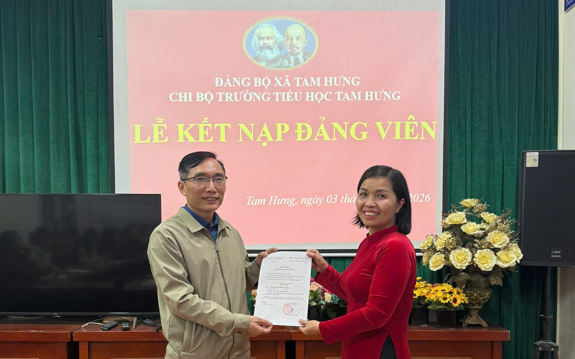 Tạo động lực mới từ công tác phát triển Đảng tại Trường Tiểu học Tam Hưng