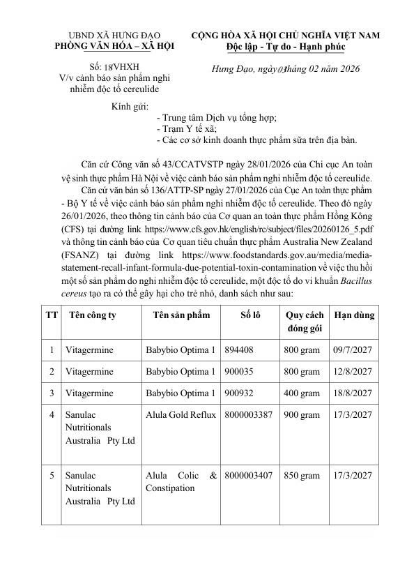 Cảnh báo sản phẩm nghi nhiễm độc tố cereulide- Ảnh 1.