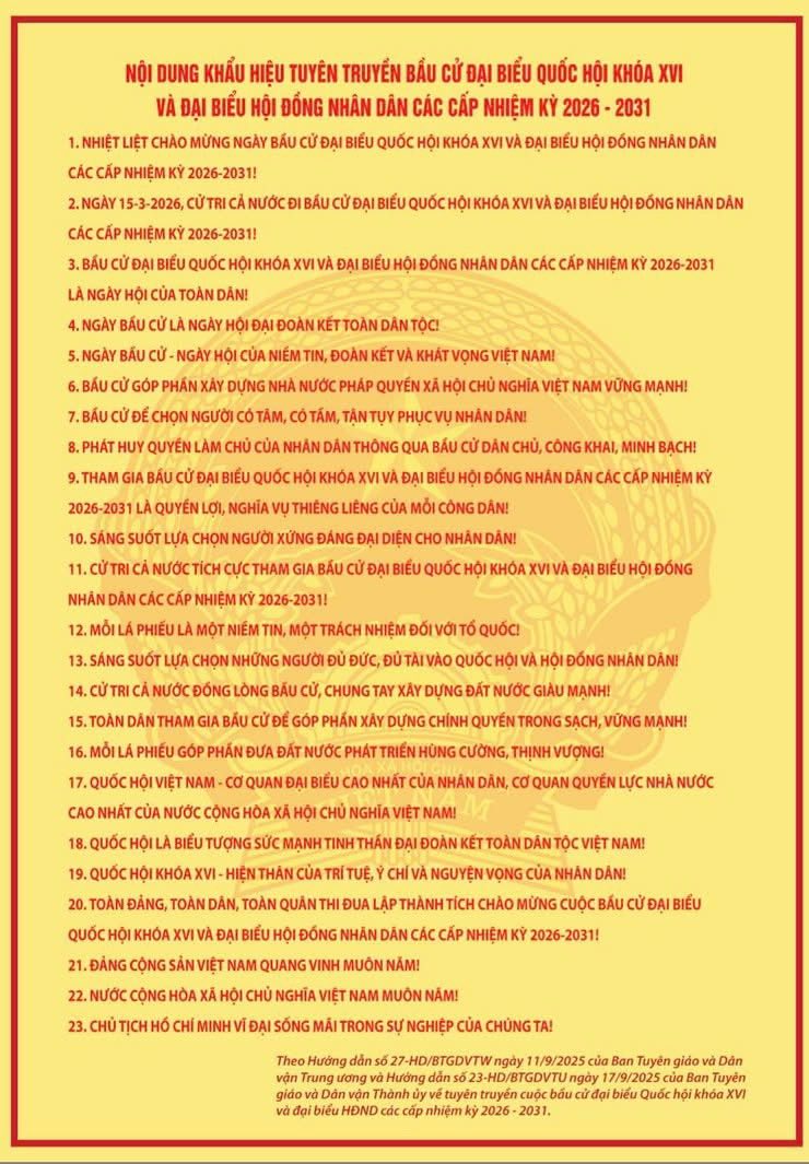 Hướng dẫn trang trí địa điểm bỏ phiếu bầu cử đại biểu Quốc hội khoá XVI và Đại biểu HĐND các cấp nhiệm kỳ   2026- 2031- Ảnh 2.
