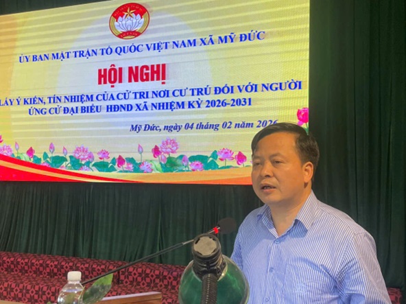 UBMTTQ xã Mỹ Đức tổ chức Hội nghị lấy ý kiến cử tri nơi cư trú đối với người ứng cử đại biểu HĐND xã- Ảnh 4.