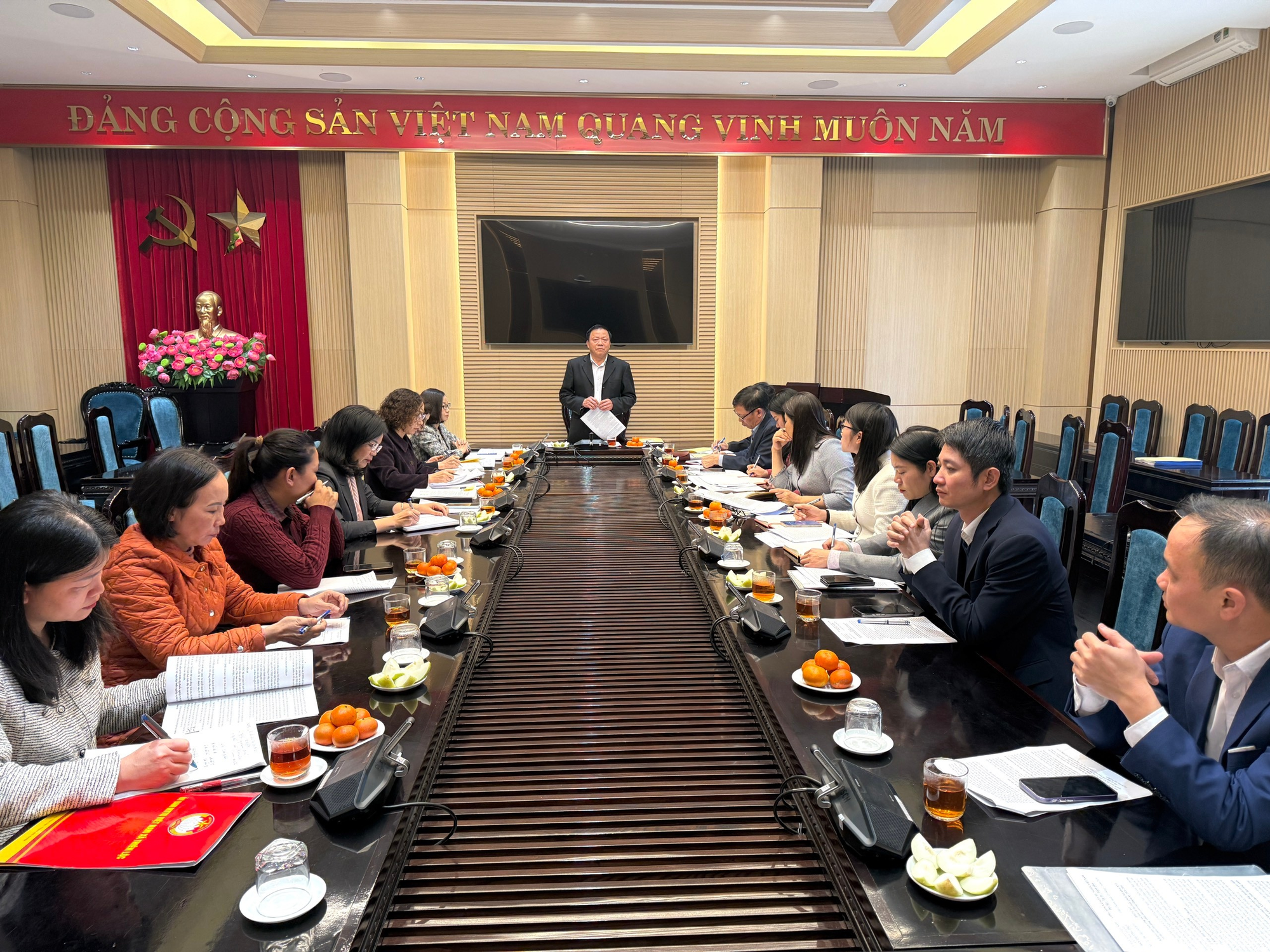 Đoàn Công tác số 07 UB- MTTQ Việt Nam thành phố Hà Nội làm việc với UB MTTQ các xã Đan Phượng, Liên Minh, Ô Diên, Hát Môn, Vĩnh Thanh và Thiên Lộc.- Ảnh 1.