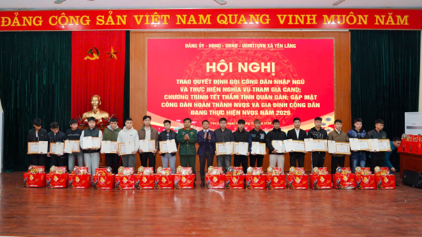 YÊN LÃNG: TỔ CHỨC HỘI NGHỊ TRAO QUYẾT ĐỊNH GỌI CÔNG DÂN NHẬP NGŨ VÀ CHƯƠNG TRÌNH “TẾT THẮM TÌNH QUÂN DÂN” NĂM 2026- Ảnh 3.