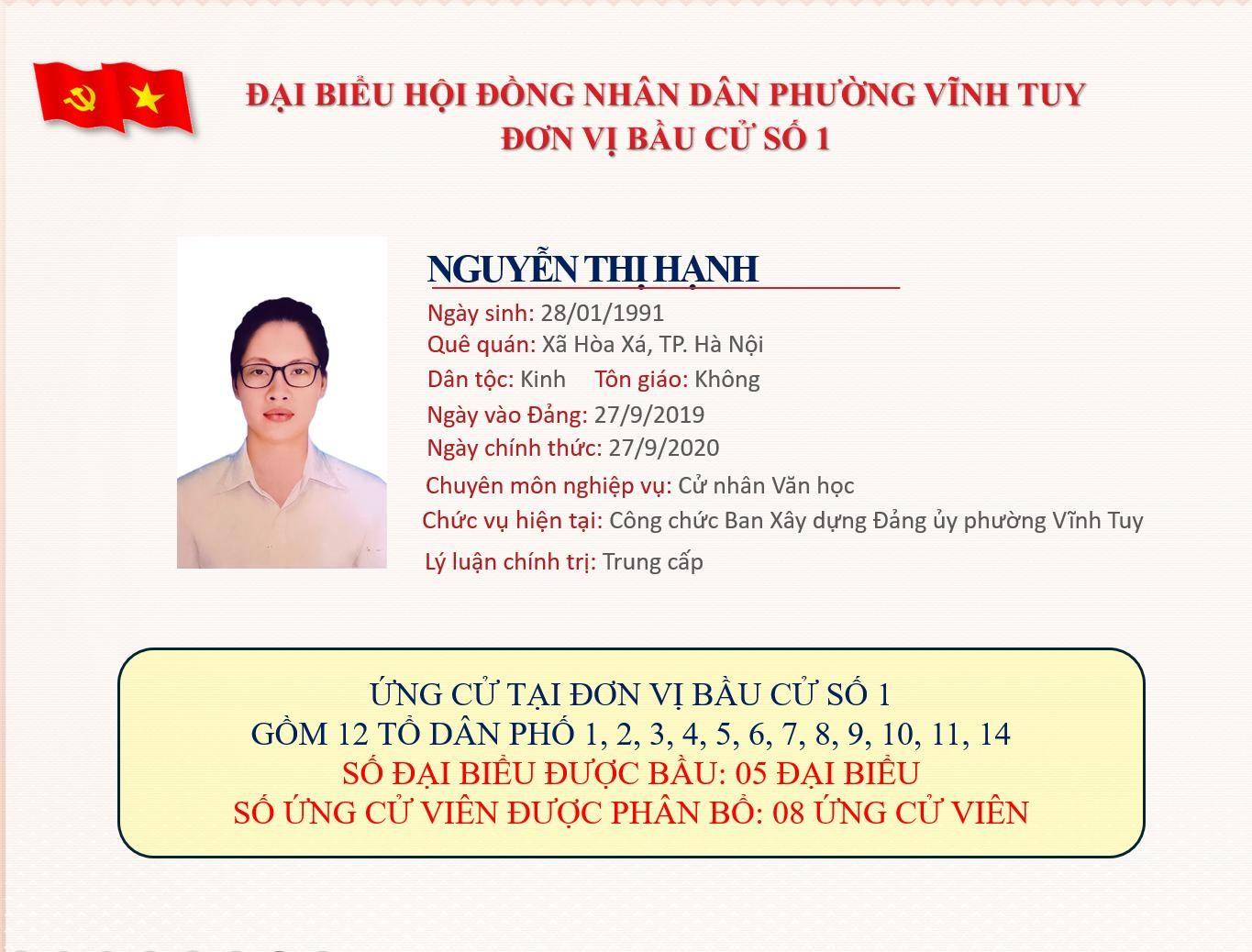 DANH SÁCH CHÍNH THỨC NHỮNG NGƯỜI ỨNG CỬ ĐẠI BIỂU HỘI ĐỒNG NHÂN DÂN PHƯỜNG VĨNH TUY NHIỆM KỲ 2026-2031: ĐƠN VỊ BẦU CỬ SỐ 01 GỒM CÁC TỔ DÂN PHỐ SỐ: 1, 2, 3, 4, 5, 6, 7, 8, 9, 10, 11, 14.- Ảnh 3.