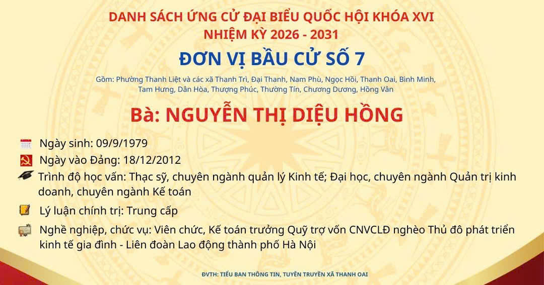 Tiểu sử những người ứng cử đại biểu đại Quốc hội khóa XVI nhiệm kỳ 2026 – 2031- Đơn vị bầu cử số 7- Ảnh 3.