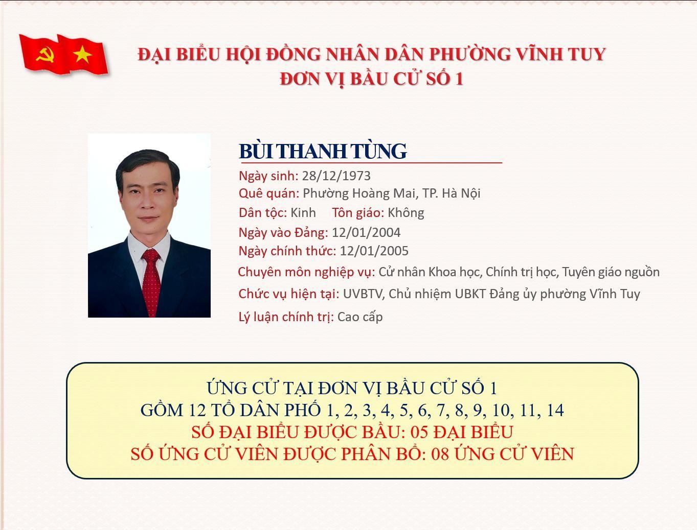 DANH SÁCH CHÍNH THỨC NHỮNG NGƯỜI ỨNG CỬ ĐẠI BIỂU HỘI ĐỒNG NHÂN DÂN PHƯỜNG VĨNH TUY NHIỆM KỲ 2026-2031: ĐƠN VỊ BẦU CỬ SỐ 01 GỒM CÁC TỔ DÂN PHỐ SỐ: 1, 2, 3, 4, 5, 6, 7, 8, 9, 10, 11, 14.- Ảnh 9.