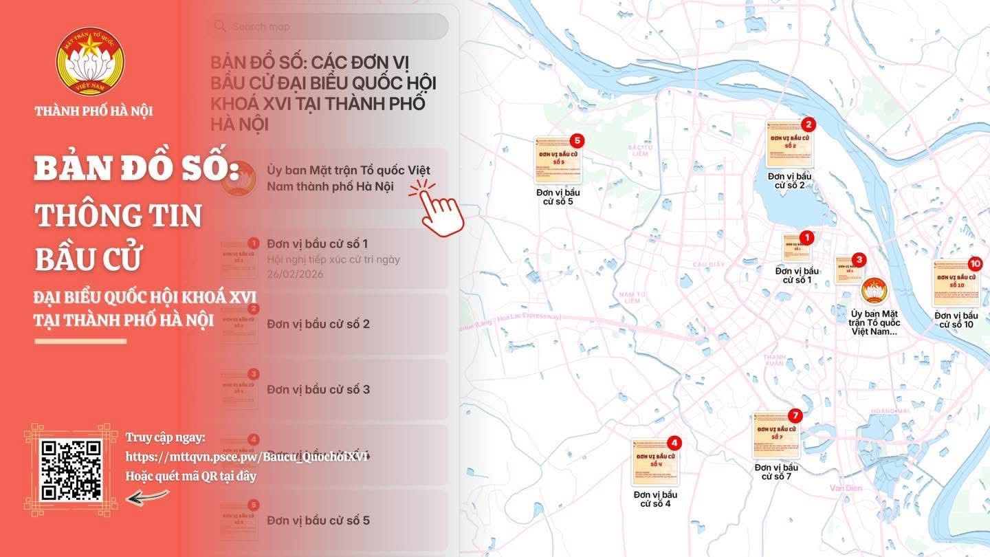 RA MẮT SẢN PHẨM TRUYỀN THÔNG ĐẶC BIỆT: BẢN ĐỒ SỐ THÔNG TIN VỀ BẦU CỬ ĐẠI BIỂU QUỐC HỘI KHÓA XVI VÀ BẦU CỬ ĐẠI BIỂU HĐND THÀNH PHỐ HÀ NỘI NHIỆM KỲ 2026 - 2031- Ảnh 1.