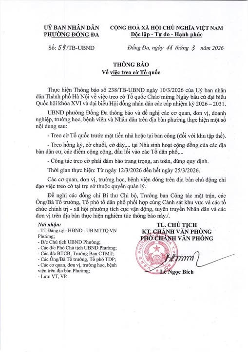 Thông báo về việc Treo cờ Tổ quốc- Ảnh 1.