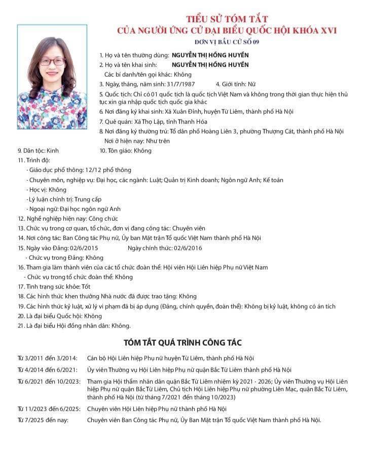 DANH SÁCH NGƯỜI ỨNG CỬ ĐẠI BIỂU QUỐC HỘI KHOÁ XVI Ở ĐƠN VỊ BẦU CỬ SỐ 9- Ảnh 1.