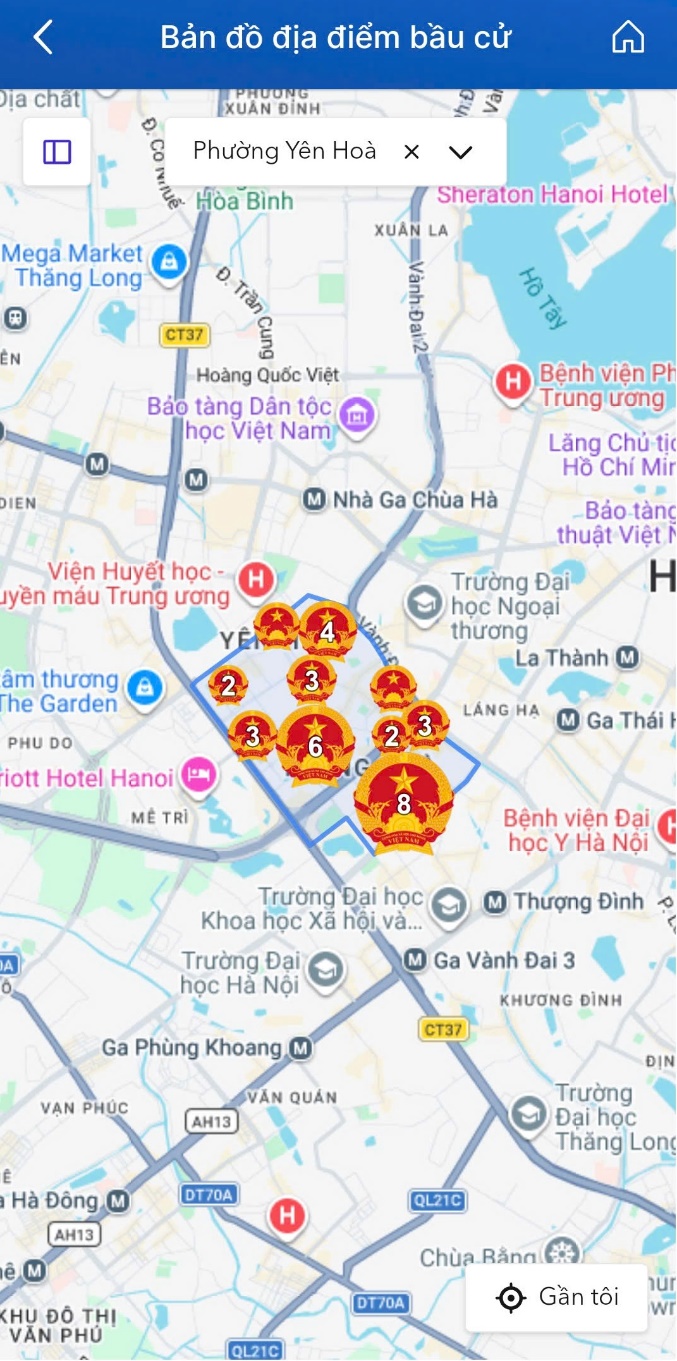 Hướng dẫn Nhân dân phường Yên Hòa kiểm tra địa điểm khu vực bỏ phiếu bầu cử Quốc hội và Hội đồng nhân dân các cấp qua ứng dụng IHanoi- Ảnh 3.