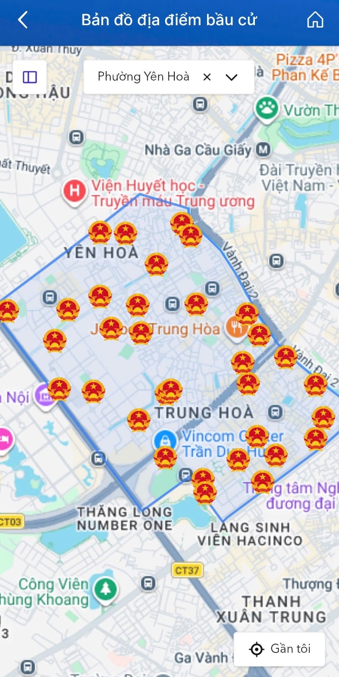 Hướng dẫn Nhân dân phường Yên Hòa kiểm tra địa điểm khu vực bỏ phiếu bầu cử Quốc hội và Hội đồng nhân dân các cấp qua ứng dụng IHanoi- Ảnh 4.