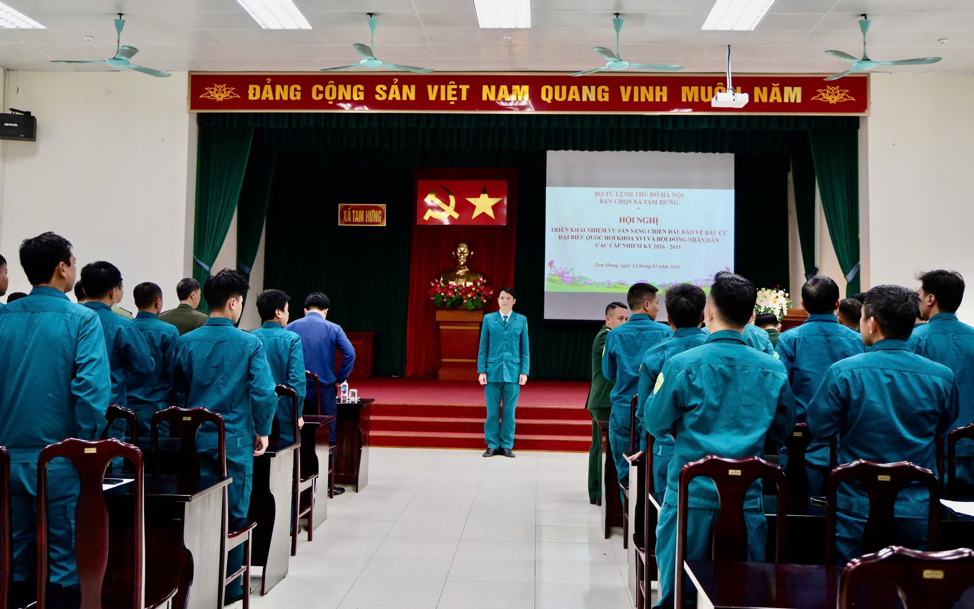 Ban Chỉ huy Quân sự xã Tam Hưng triển khai nhiệm vụ sẵn sàng chiến đấu bảo vệ bầu cử