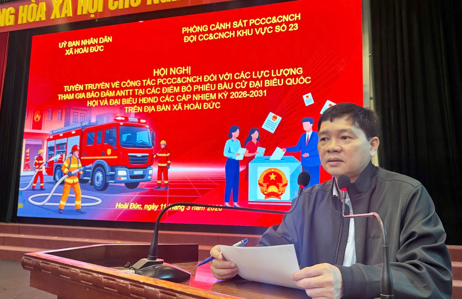 Xã Hoài Đức tập huấn PCCC&CNCH bảo đảm an toàn các điểm bầu cử trên địa bàn- Ảnh 4.