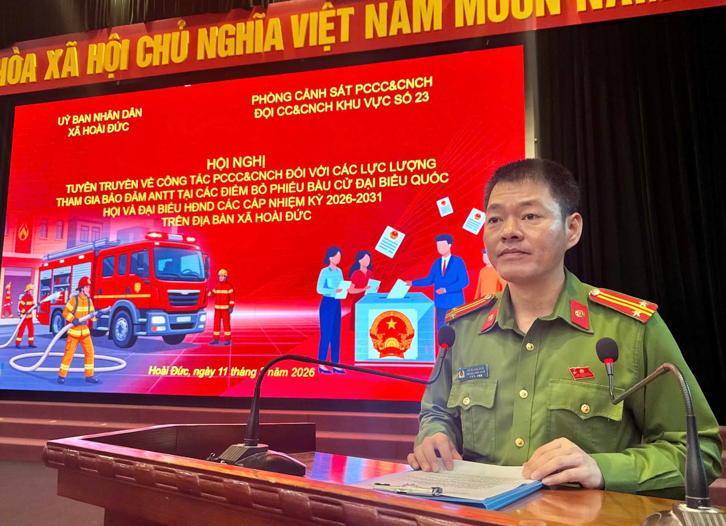 Xã Hoài Đức tập huấn PCCC&CNCH bảo đảm an toàn các điểm bầu cử trên địa bàn- Ảnh 3.