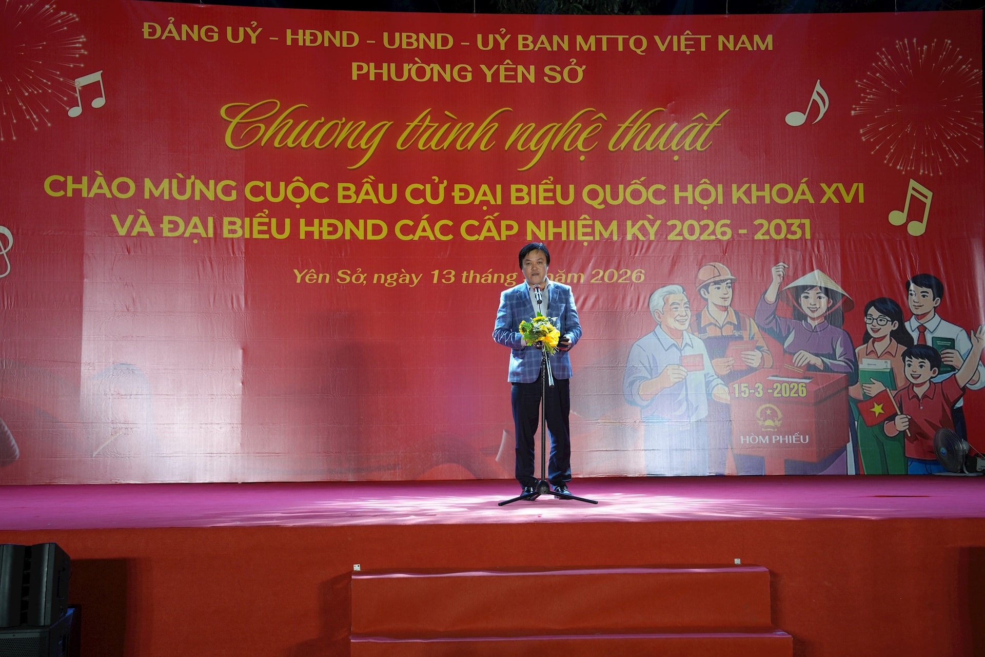 Phường Yên Sở tổ chức chương trình nghệ thuật chào mừng ngày bầu cử- Ảnh 1.