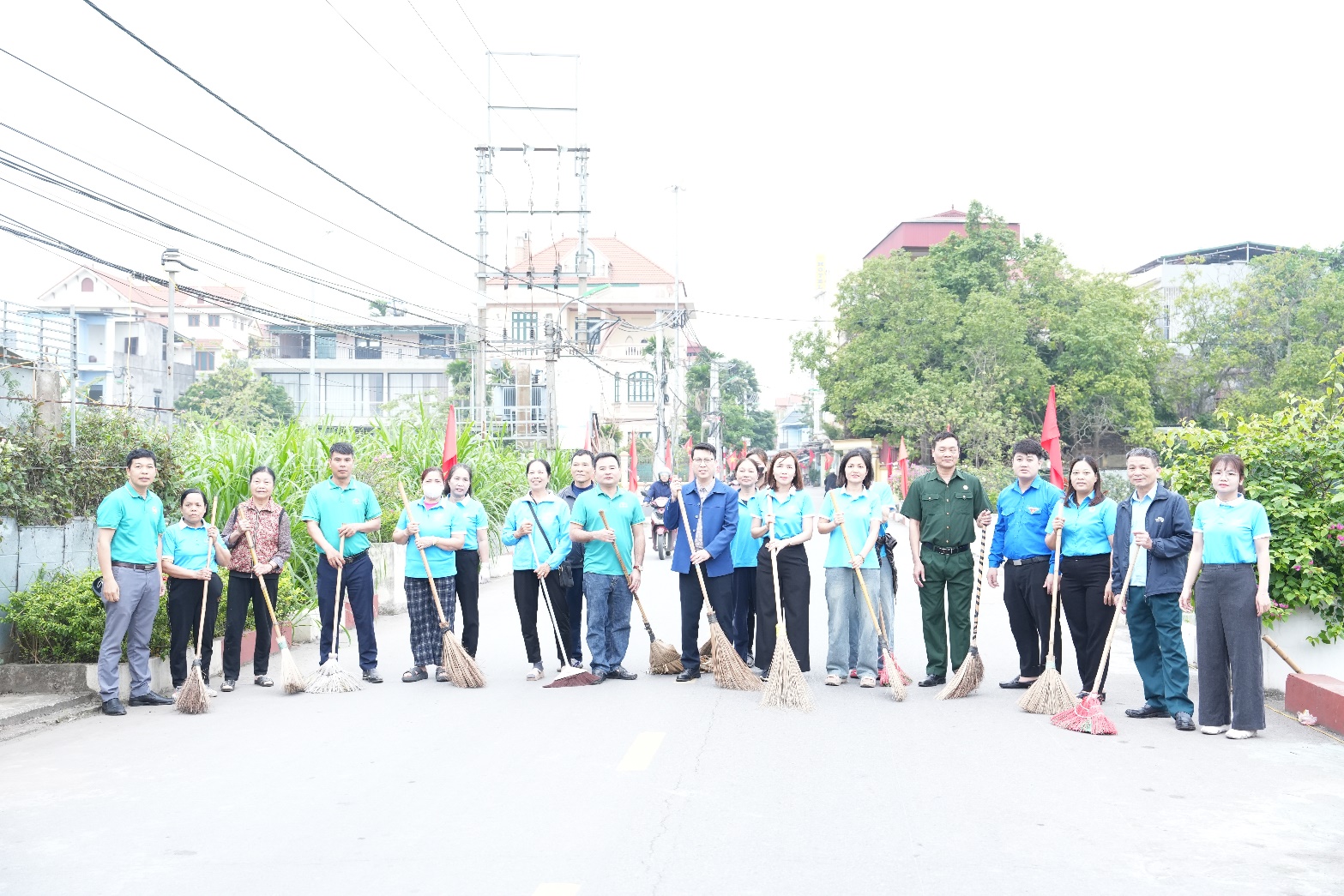 A group of people holding flags  AI-generated content may be incorrect.