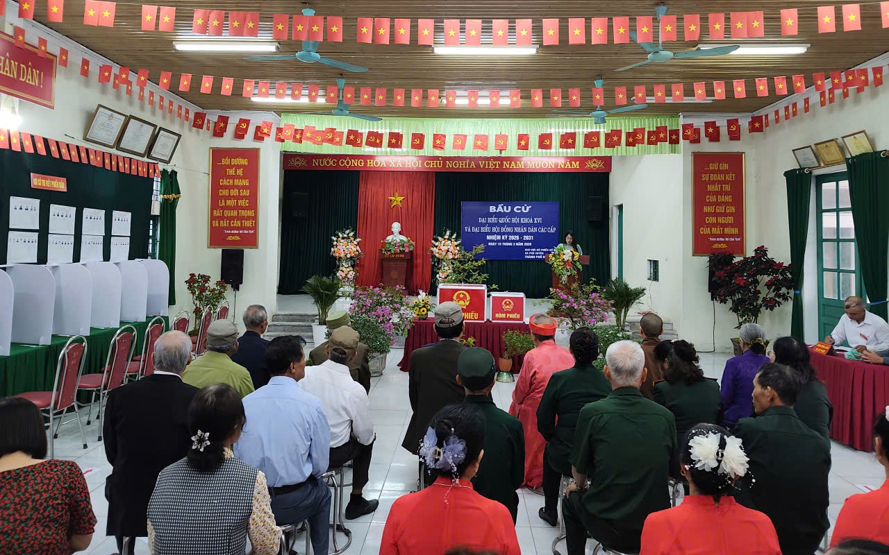 Khu vực bỏ phiếu số 6 – thôn Nam Quất: Khai mạc trọng thể cuộc bầu cử Đại biểu Quốc hội khóa XVI và đại biểu HĐND các cấp, nhiệm kỳ 2026 – 2031.