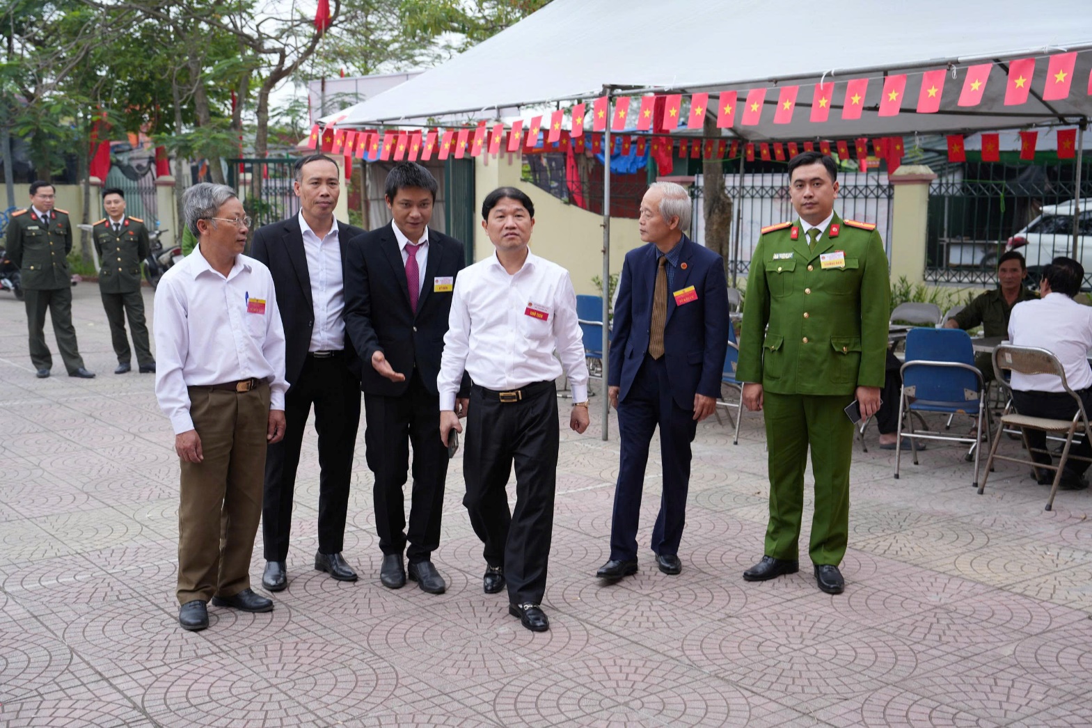 A group of men in suits walking  AI-generated content may be incorrect.