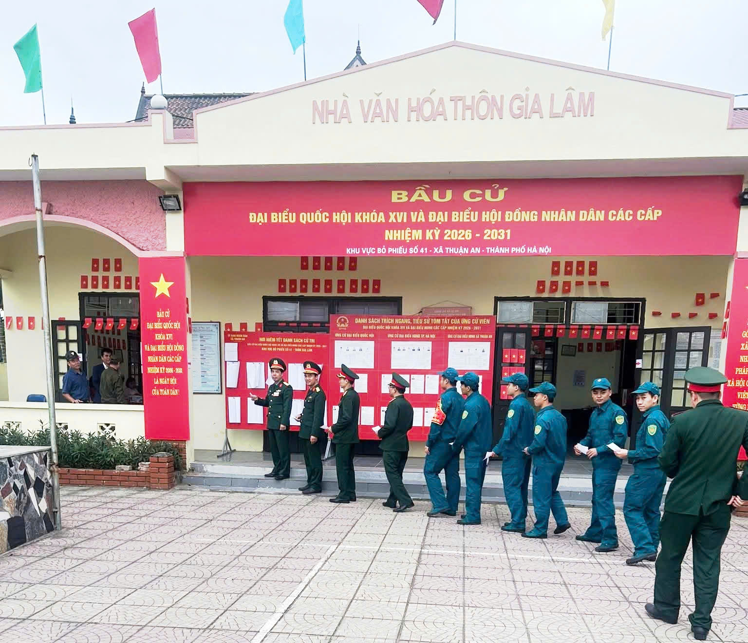 A group of people in uniform standing in front of a building  AI-generated content may be incorrect.