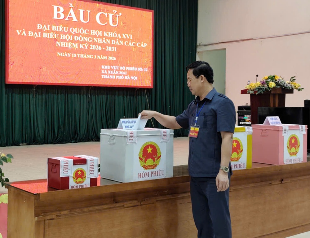 Đồng chí Phó Chủ tịch HĐND xã Xuân Mai dự khai mạc tại khu vực bầu cử số 12 thôn Trí Thủy- Ảnh 4.