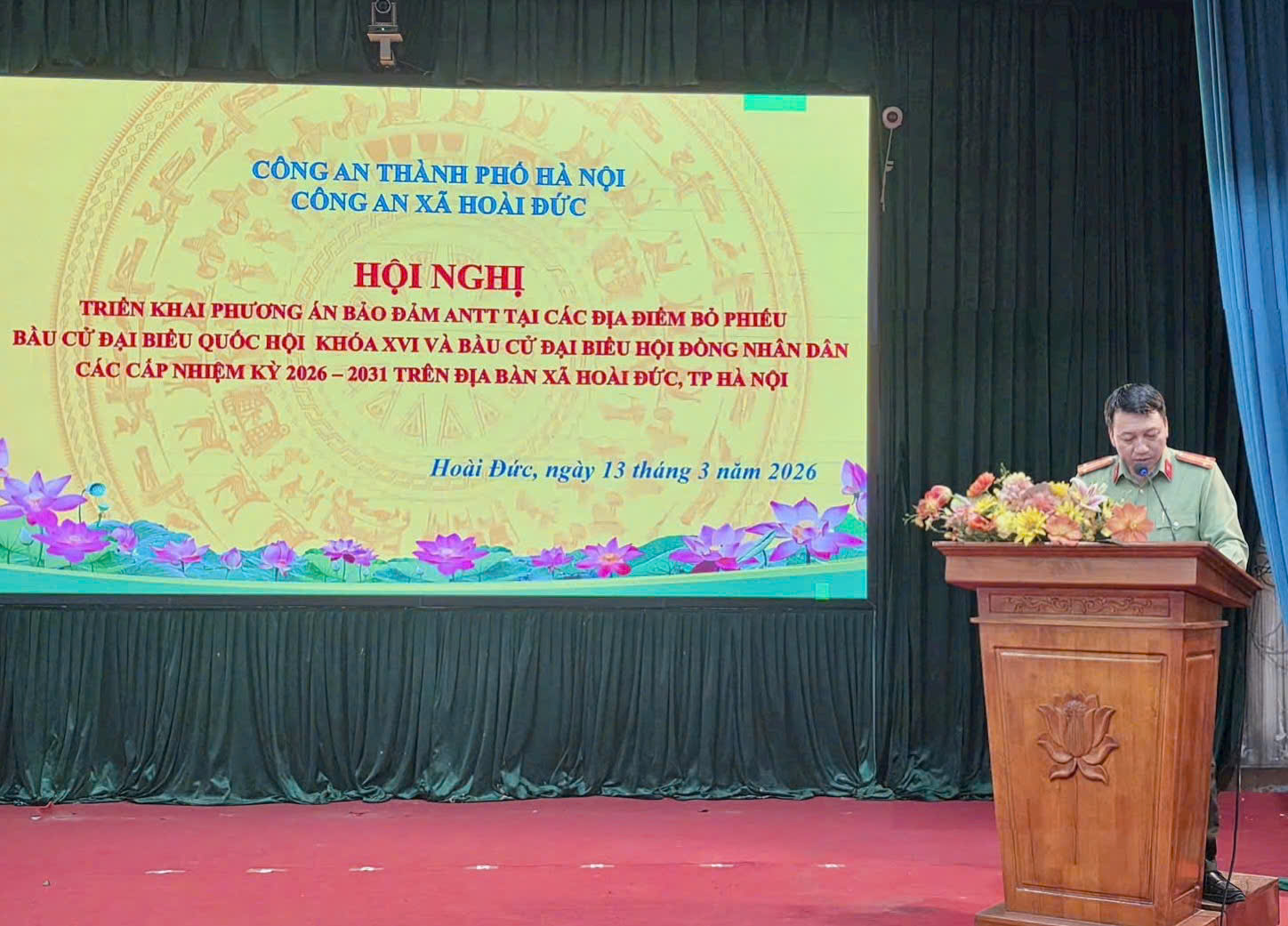 Công an xã Hoài Đức triển khai phương án bảo đảm ANTT tại các địa điểm bỏ phiếu bầu cử đại biểu Quốc hội khoá XVI và đại biểu HĐND các cấp nhiệm kỳ 2026 – 2031.- Ảnh 2.