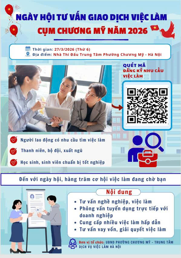Phường Chương Mỹ tổ chức ngày hội tư vấn và giao dịch việc làm năm 2026- Ảnh 1.