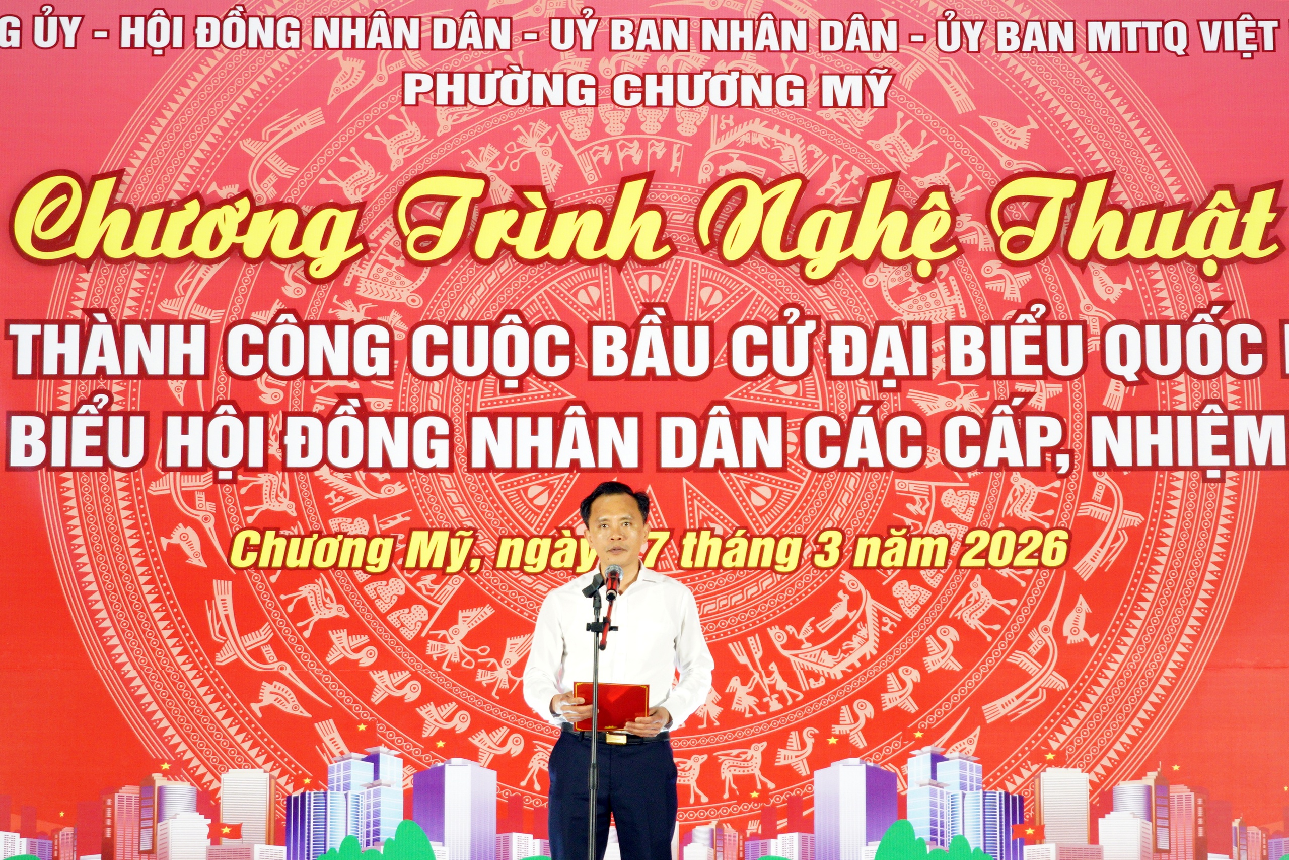 Phường Chương Mỹ chào mừng thành công cuộc bầu cử đại biểu Quốc hội khóa XVI và bầu cử đại biểu HĐND các cấp, nhiệm kỳ 2026–2031- Ảnh 1.