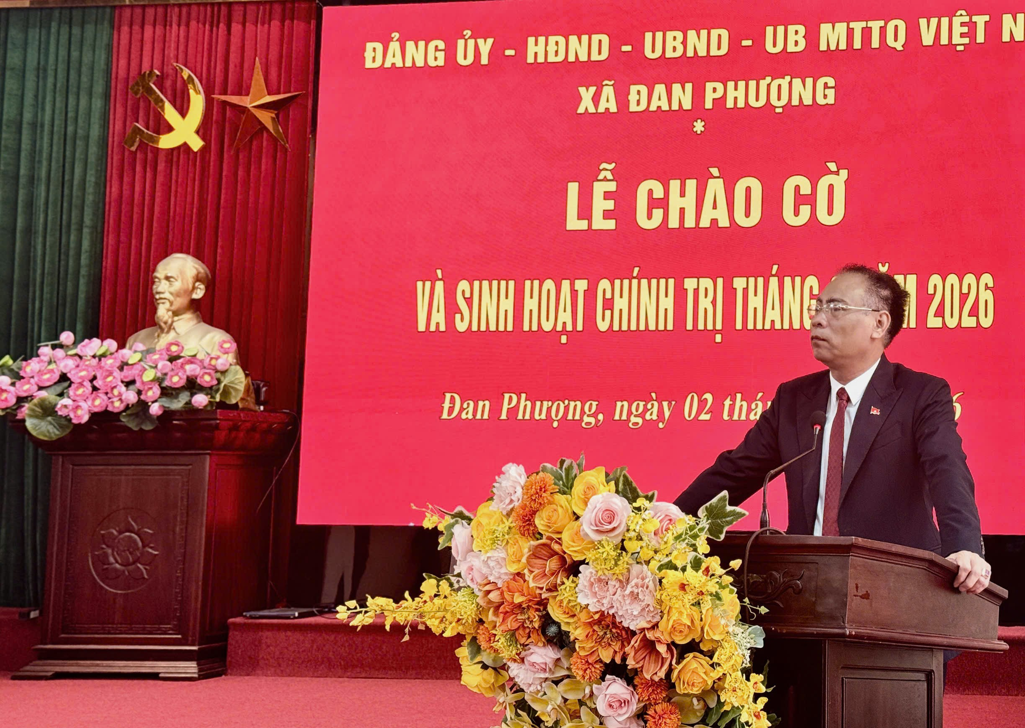 Xã Đan Phượng tổ chức lễ chào cờ và sinh hoạt chính trị tháng 02 năm 2026- Ảnh 2.