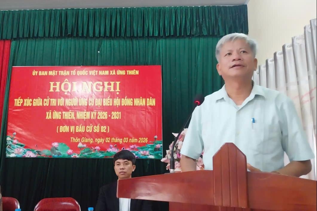 Cử tri Ứng Thiên gửi gắm nhiều kỳ vọng tại buổi tiếp xúc ứng cử viên HĐND xã- Ảnh 1.