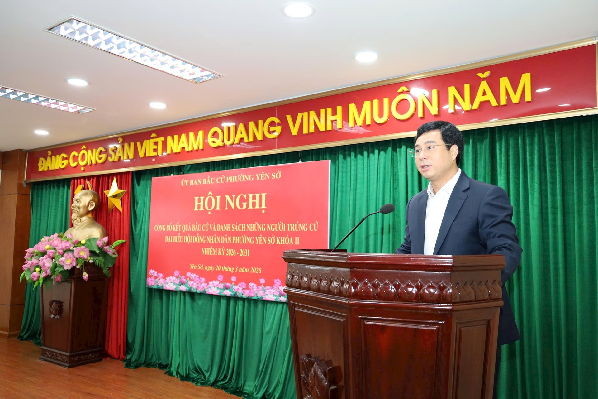 Phường Yên Sở tổ chức hội nghị công bố danh sách những người trúng cử đại biểu HĐND phường khóa II, nhiệm kỳ 2026–2031- Ảnh 1.