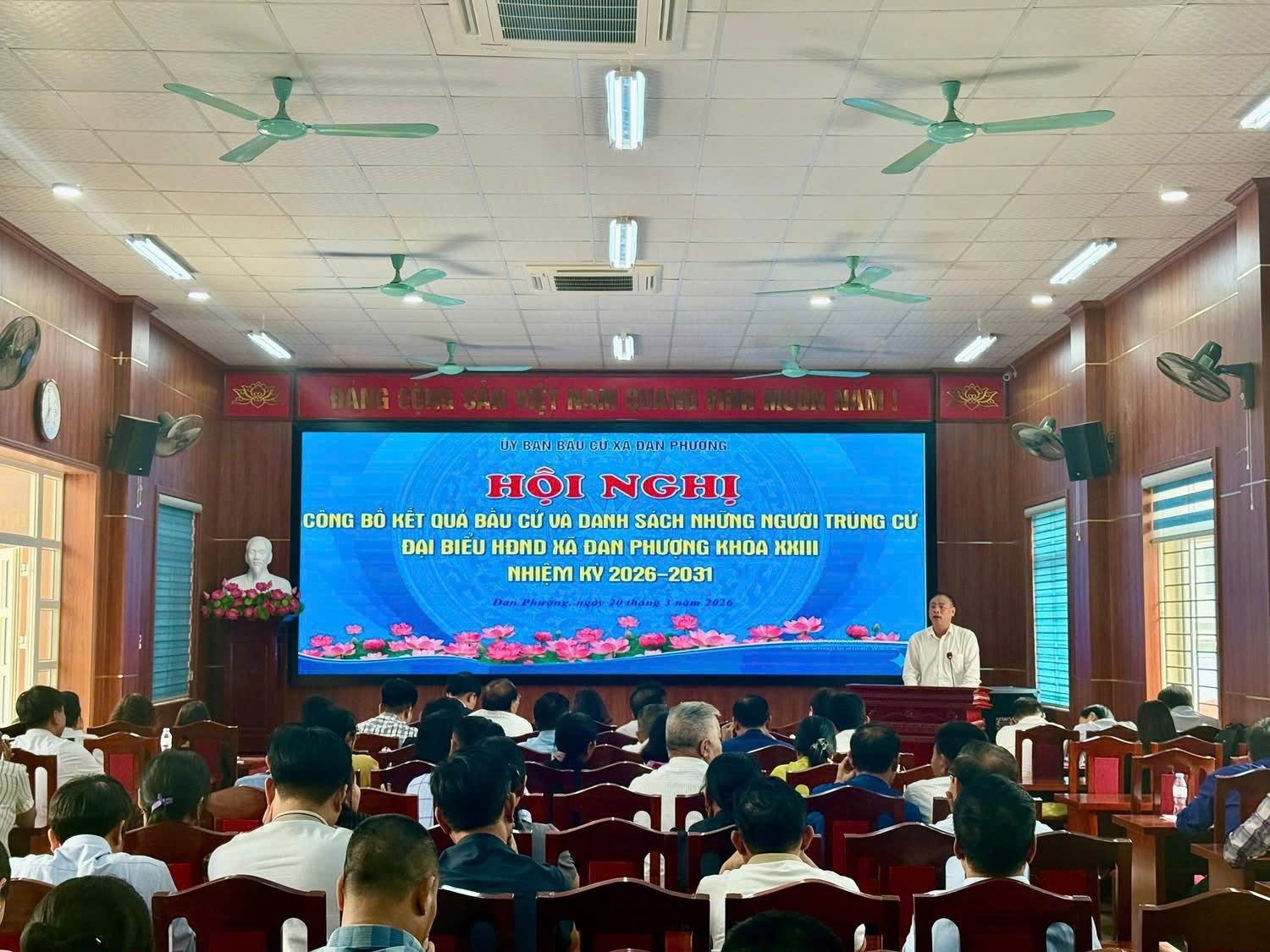 Xã Đan Phượng công bố kết quả bầu cử đại biểu HĐND xã nhiệm kỳ 2026-2031.- Ảnh 1.