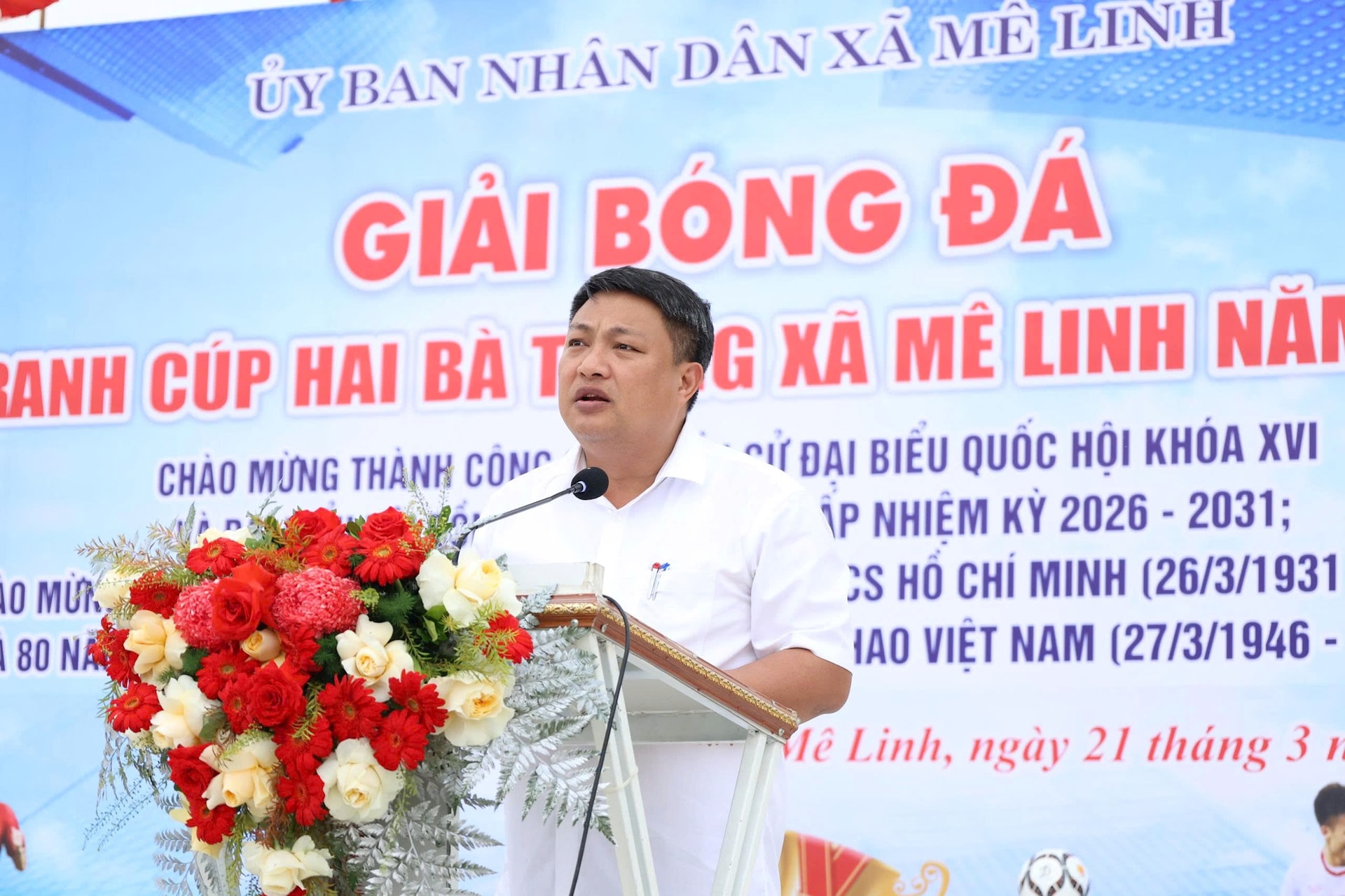 Xã Mê Linh tổ chức giải bóng đá tranh cúp Hai Bà Trưng chào mừng bầu cử thành công- Ảnh 2.