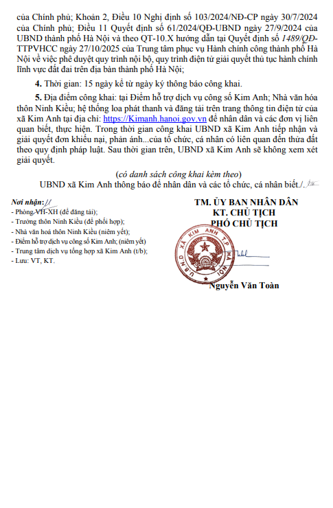 Thông báo niêm yết công khai hồ sơ đăng ký đất đai, cấp Giấy chứng nhận quyền sử dụng đất lần đầu của ông Nguyễn Văn Hạnh tại thôn Ninh Kiều, xã Kim Anh, thành phố Hà Nội
- Ảnh 2.
