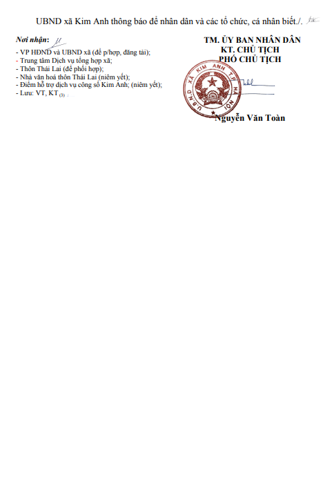 Thông báo niêm yết công khai hồ sơ đăng ký đất đai,
cấp Giấy chứng nhận quyền sử dụng đất lần đầu của ông Nguyễn Đức Định và bà Dương Thị Oanh tại thôn Thái Lai, xã Kim Anh, thành phố Hà Nội- Ảnh 3.