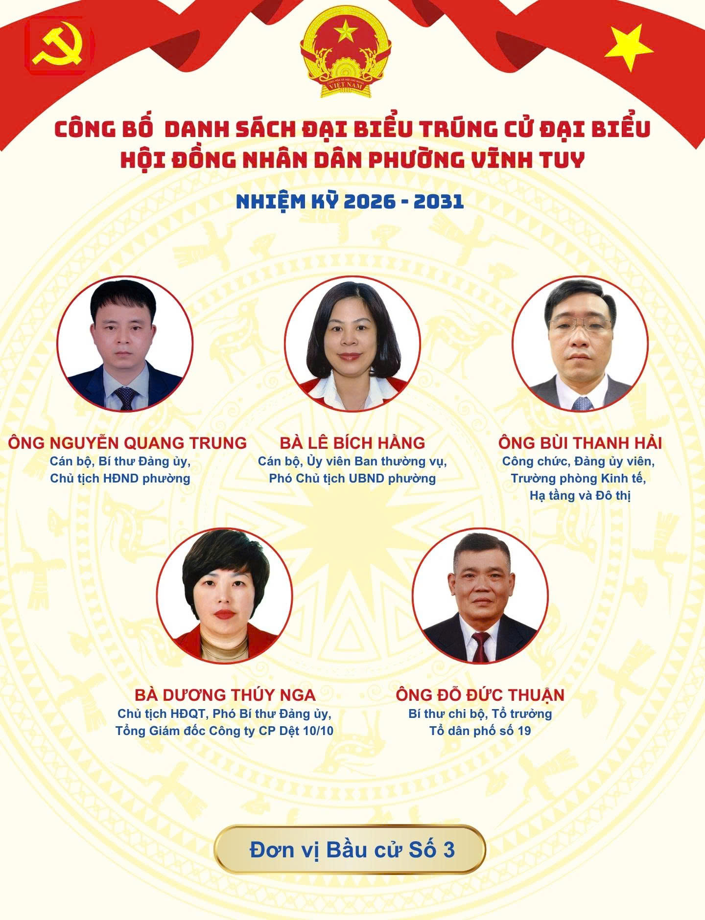 Công bố danh sách Đại biểu trúng cử Đại biểu Hội đồng nhân dân phường Vĩnh Tuy nhiệm kỳ 2026-2031- Ảnh 3.