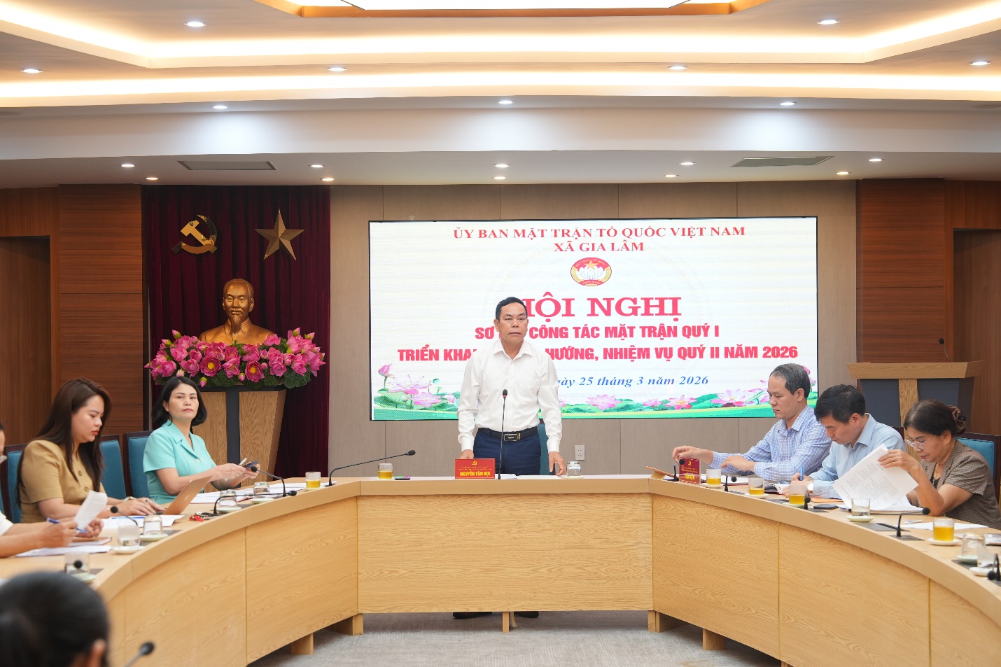 A group of people in a meeting