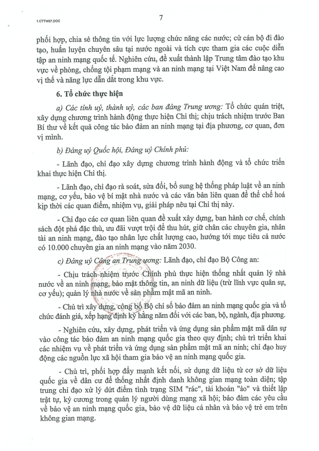 Chỉ thị 57-CT/TW của Ban Bí thư về tăng cường bảo đảm an ninh mạng, bảo mật thông tin, an ninh dữ liệu trong hệ thống chính trị- Ảnh 7.